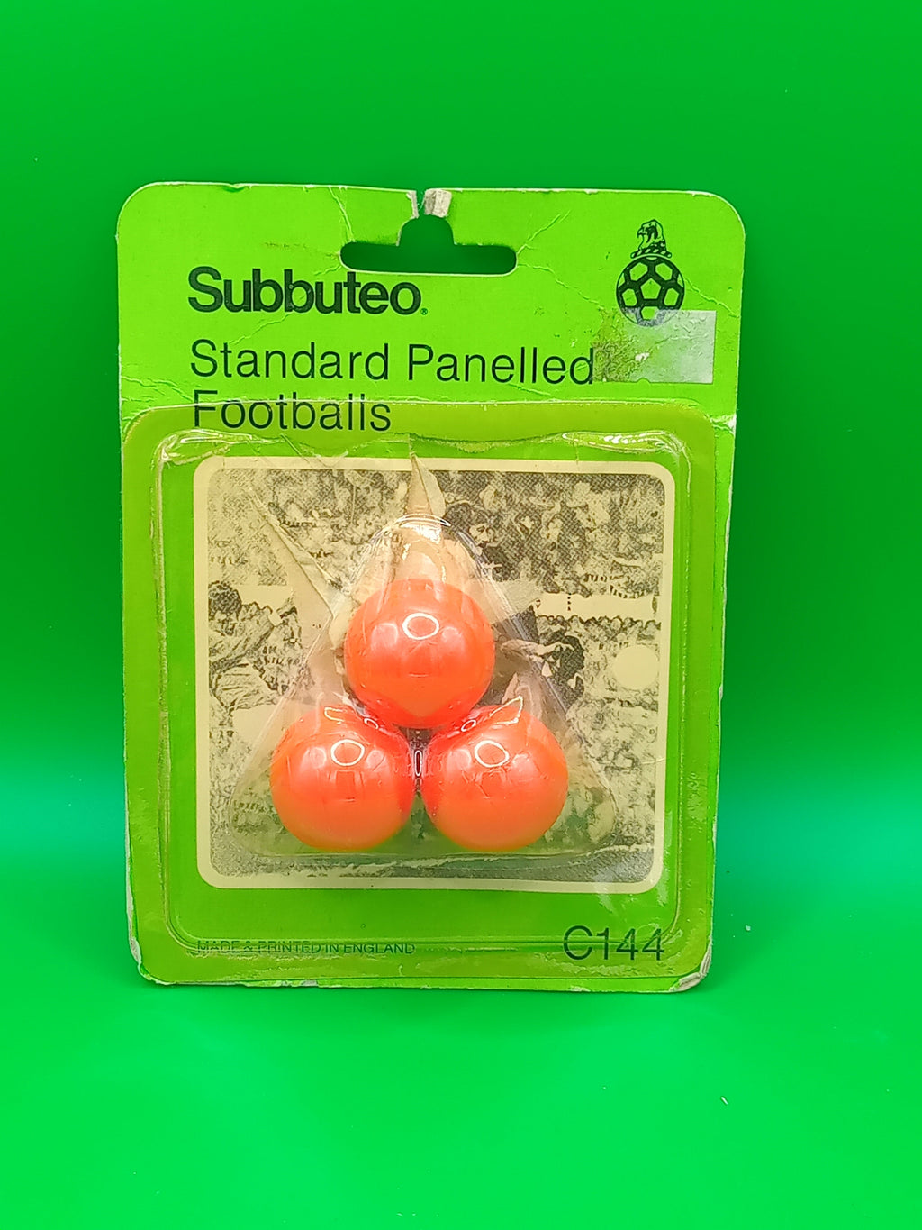 Subbuteo blister 3 palloni Standard Panelled Footballs C144 - arancioni