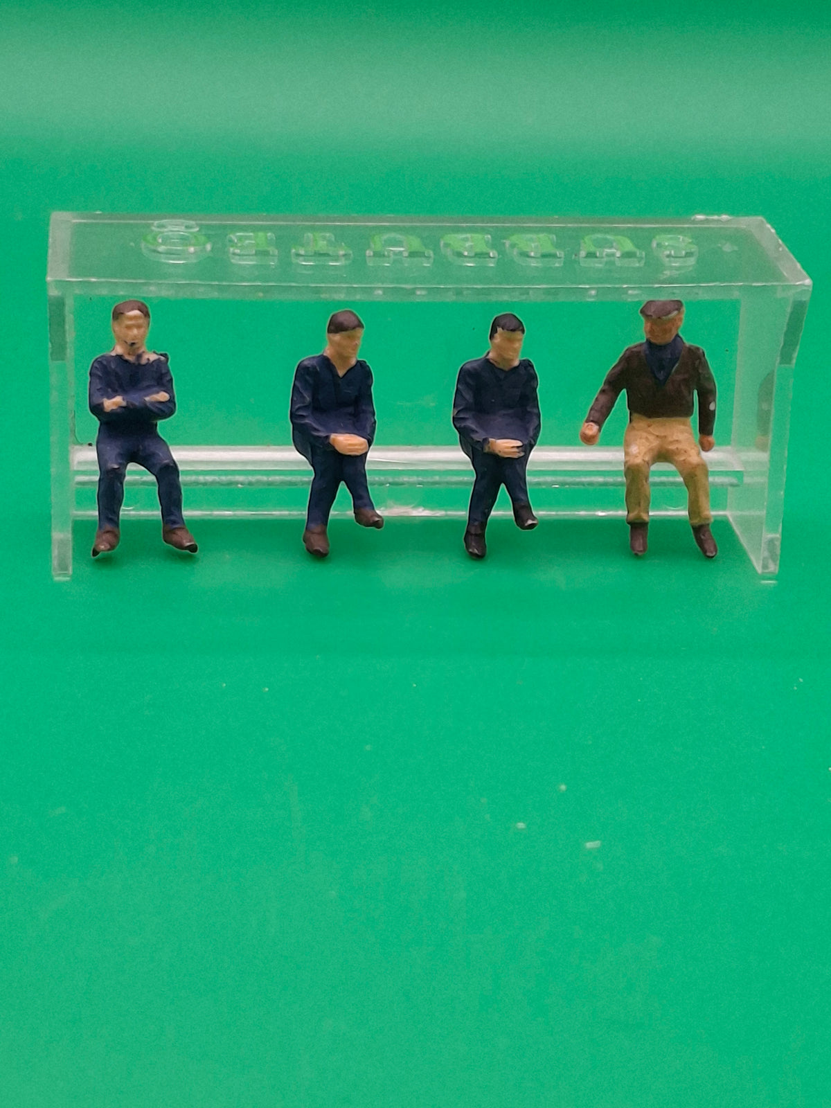 Subbuteo panchina bordo campo con personaggi - blu