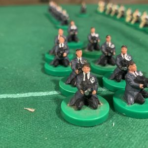 Subbuteo personaggio stadio fotografo chinato abito grigio